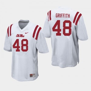 Men Andrew Griffith White Ole Miss Rebels College Football #48 Jersey 259492-443