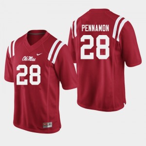 Men D'Vaughn Pennamon Red University of Mississippi College Football #28 Jersey 484509-629