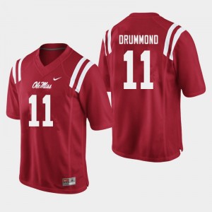 Men Dontario Drummond Red Ole Miss Rebels College Football #11 Jersey 141944-167