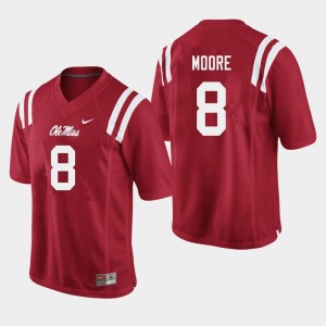 Men Elijah Moore Red University of Mississippi College Football #8 Jersey 267237-525