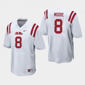 Men Elijah Moore White Ole Miss College Football #8 Jersey 484364-278