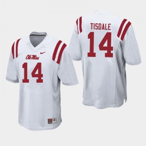 Men Grant Tisdale White Rebels College Football #14 Jersey 665413-274