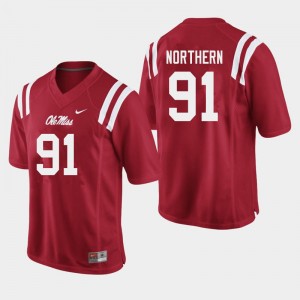 Men Hal Northern Red Ole Miss Rebels College Football #91 Jersey 965615-258