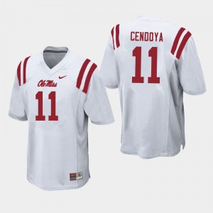 Men Jacob Cendoya White Ole Miss College Football #11 Jersey 799098-660
