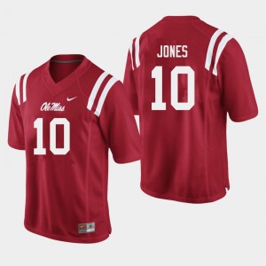 Men Jacquez Jones Red University of Mississippi College Football #10 Jersey 826028-524