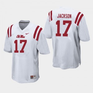 Men Jadon Jackson White Ole Miss Rebels College Football #17 Jersey 860413-371