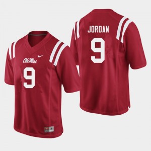 Men Jalen Jordan Red Ole Miss College Football #9 Jersey 521669-360