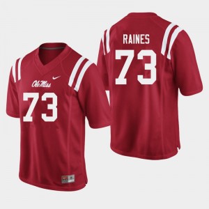 Men John Raines Red Ole Miss Rebels College Football #73 Jersey 950635-739