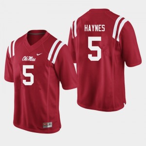 Men Jon Haynes Red Ole Miss College Football #5 Jersey 270494-598