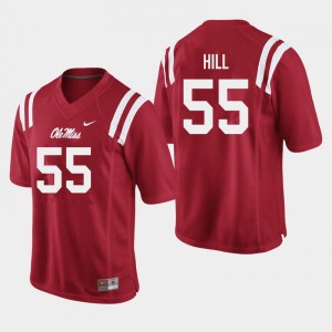 Men KD Hill Red Ole Miss College Football #55 Jersey 887369-904