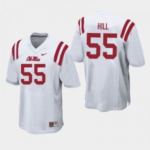 Men KD Hill White Ole Miss Rebels College Football #55 Jersey 481898-739