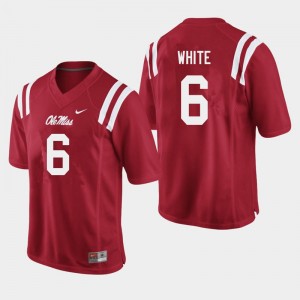 Men Kam'Ron White Red Ole Miss Rebels College Football #6 Jersey 445878-660