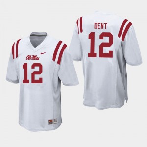 Men Kinkead Dent White Rebels College Football #12 Jersey 787771-720