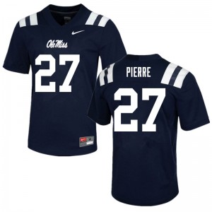 Men Brandon Pierre Navy Ole Miss Rebels College Football #27 Jersey 973296-660