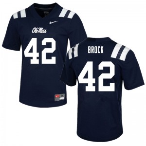 Men Brooks Brock Navy Ole Miss College Football #42 Jersey 507107-723