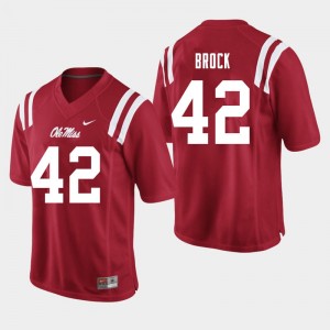 Men Brooks Brock Red University of Mississippi College Football #42 Jersey 619192-366