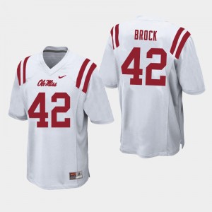 Men Brooks Brock White Ole Miss Rebels College Football #42 Jersey 636793-845