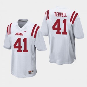 Men CJ Terrell White Ole Miss College Football #41 Jersey 180440-455