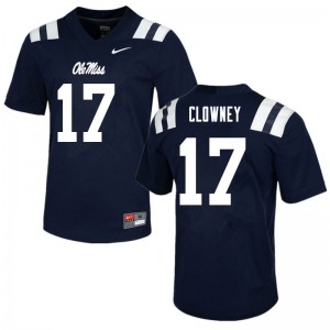Men Demon Clowney Navy Ole Miss College Football #17 Jersey 166284-587