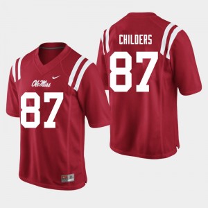 Men Garrett Childers Red University of Mississippi College Football #87 Jersey 767119-988
