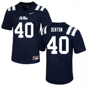 Men Jalen Denton Navy Ole Miss College Football #40 Jersey 169929-934