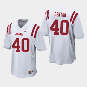 Men Jalen Denton White Ole Miss College Football #40 Jersey 599220-190