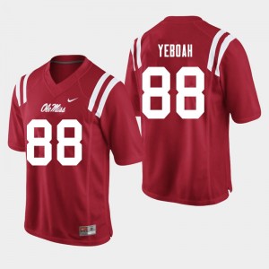 Men Kenny Yeboah Red Ole Miss College Football #88 Jersey 484231-324