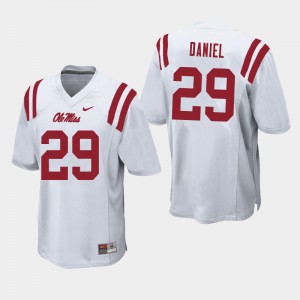 Men Lakevias Daniel White Ole Miss College Football #29 Jersey 601105-447