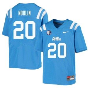 Men Blake Noblin Powder Blue Ole Miss Rebels College Football #20 Jersey 552236-299
