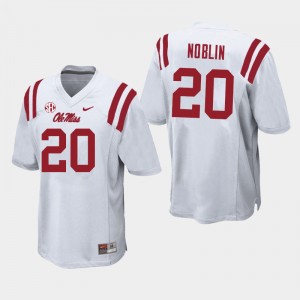 Men Blake Noblin White Ole Miss College Football #20 Jersey 521718-614