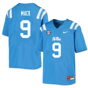 Men Brandon Mack Powder Blue Ole Miss College Football #9 Jersey 609036-265