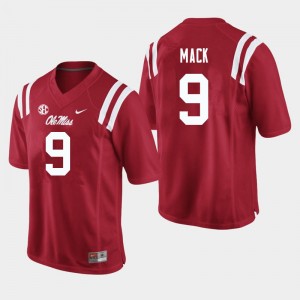 Men Brandon Mack Red University of Mississippi College Football #9 Jersey 368178-220