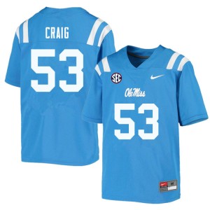 Men Carter Craig Powder Blue University of Mississippi College Football #53 Jersey 968554-465