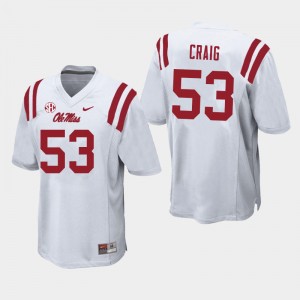 Men Carter Craig White Rebels College Football #53 Jersey 614684-437