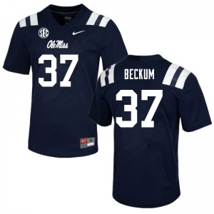 Men DJ Beckum Navy Rebels College Football #37 Jersey 952478-819