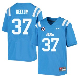 Men DJ Beckum Powder Blue University of Mississippi College Football #37 Jersey 112264-346