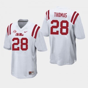 Men Damarcus Thomas White Rebels College Football #28 Jersey 293718-759