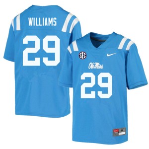 Men Demarko Williams Powder Blue University of Mississippi College Football #29 Jersey 142908-585