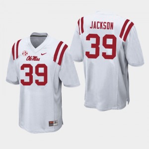 Men Dink Jackson White Rebels College Football #39 Jersey 802061-223