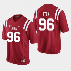 Men Isaiah Iton Red University of Mississippi College Football #96 Jersey 188367-432