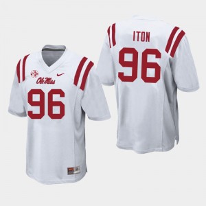 Men Isaiah Iton White Rebels College Football #96 Jersey 810849-880