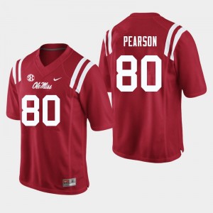 Men Jahcour Pearson Red Ole Miss Rebels College Football #80 Jersey 909178-537