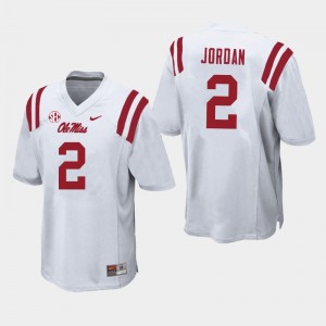 Men Jalen Jordan White Ole Miss College Football #2 Jersey 915815-790
