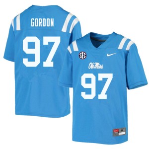 Men Jamond Gordon Powder Blue Rebels College Football #97 Jersey 258407-301