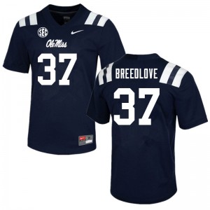 Men Kyndrich Breedlove Navy Ole Miss College Football #37 Jersey 152908-182