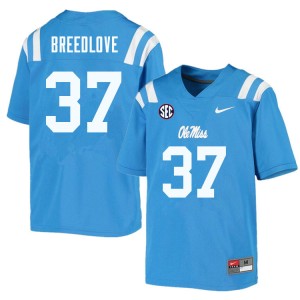 Men Kyndrich Breedlove Powder Blue Ole Miss College Football #37 Jersey 595108-337