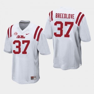 Men Kyndrich Breedlove White Ole Miss Rebels College Football #37 Jersey 148644-895