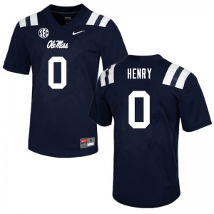 Men Lakia Henry Navy Ole Miss College Football #0 Jersey 680375-204