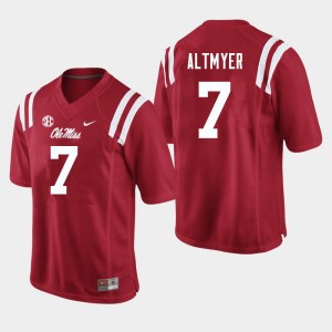 Men Luke Altmyer Red Ole Miss College Football #7 Jersey 245453-903