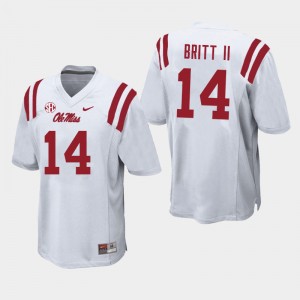 Men Marc Britt II White Rebels College Football #14 Jersey 532661-636
